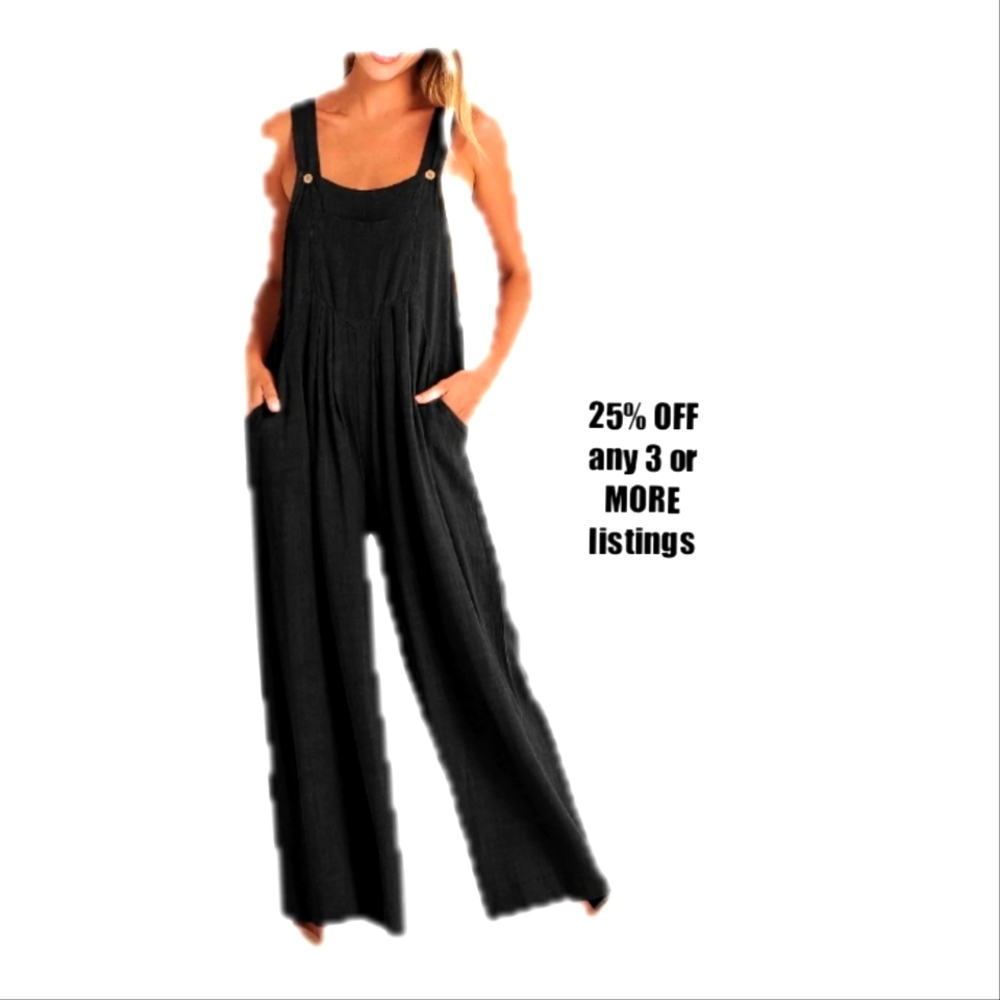 Overalls Plus Size 3X Linen Blend Jumpsuit Pantsuit Country Bohemian Playsuit